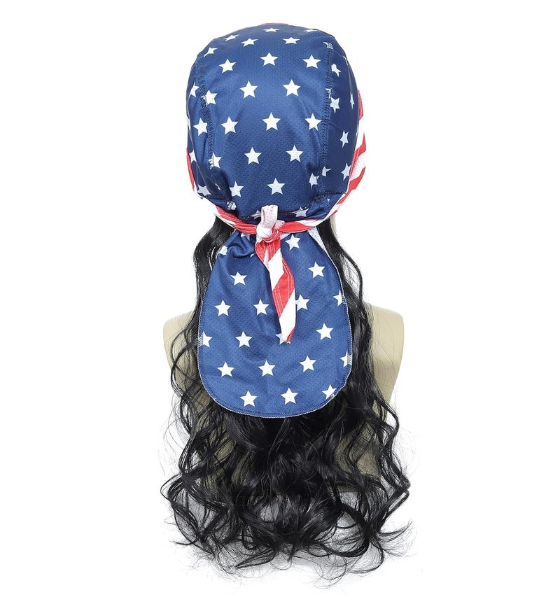 Traqur Store Mullet Wigs for Men Skull Cap 70s 80s Costumes Fancy Party Accessory Cosplay Wig Halloween Men (Black) - Image 2